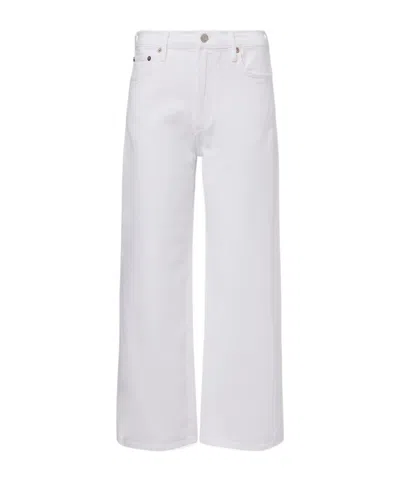 Agolde Harper Crop Mid-rise Wide-leg Denim Trousers In Gray