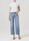 Agolde Harper Crop Mid Rise Wide Leg Jeans In Hassle In Blue