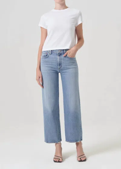 Agolde Harper Crop Mid Rise Wide Leg Jeans In Hassle In Blue