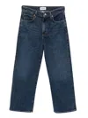 Agolde Ren Raw Hem High Waist Ankle Wide Leg Jeans In Chord In Blue