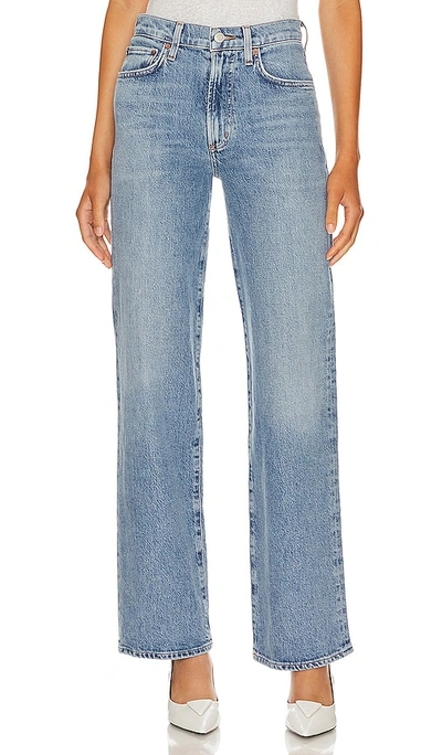Agolde Womens Essence (dk Ind) Slung Baggy Wide-leg Denim Jeans In Blue
