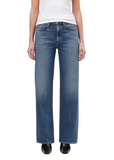 Agolde Harper Mid Rise Relaxed Straight Jeans In Enroll In Blue