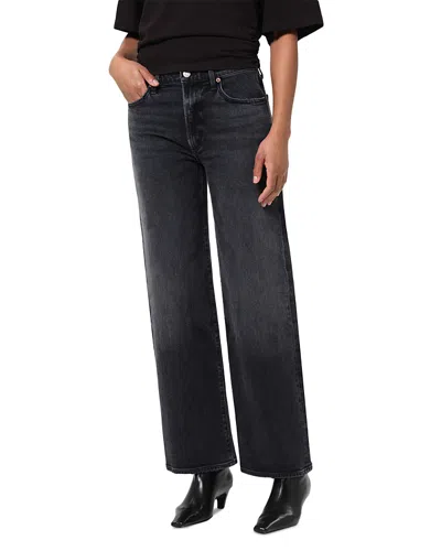 Agolde Harper Mid Rise Relaxed Straight Jeans In Radius In Black