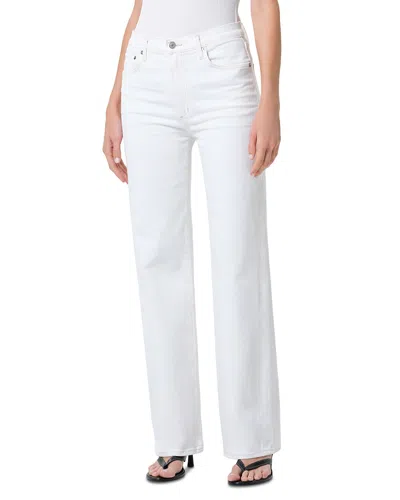 Agolde Harper Mid Rise Relaxed Straight Jeans In Whitewash In Animal Print