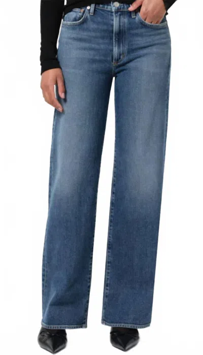 Agolde Harper Mid Rise Relaxed Straight Leg Jeans In Enroll In Brown