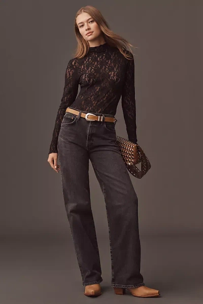 Agolde Harper Mid-rise Straight-leg Jeans In Black