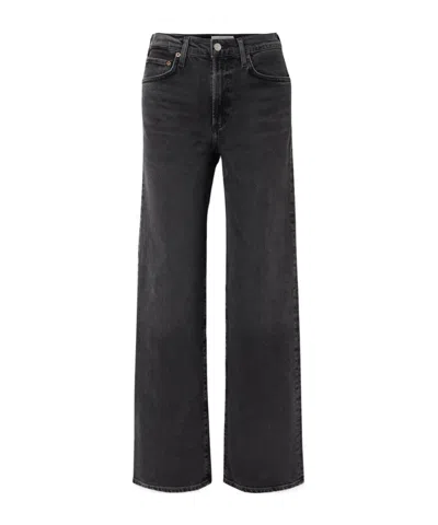 Agolde Harper Mid-rise Wide-leg Jeans In Black