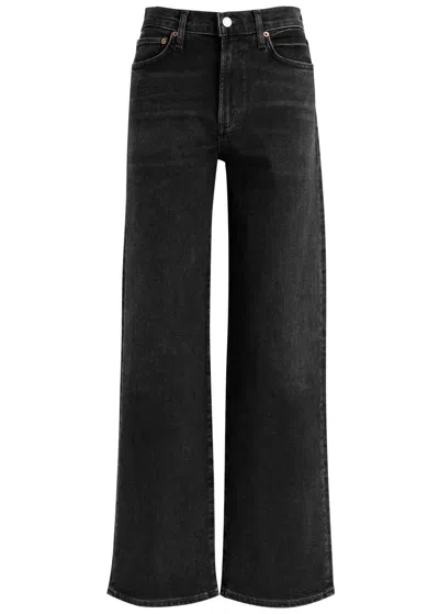 Agolde Womens Hush (washed Black) Harper Straight-leg Mid-rise Cotton-blend Jeans