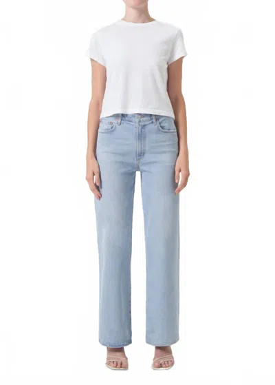 Agolde Harper Trouble Straight Jeans In Light Indigo In Blue