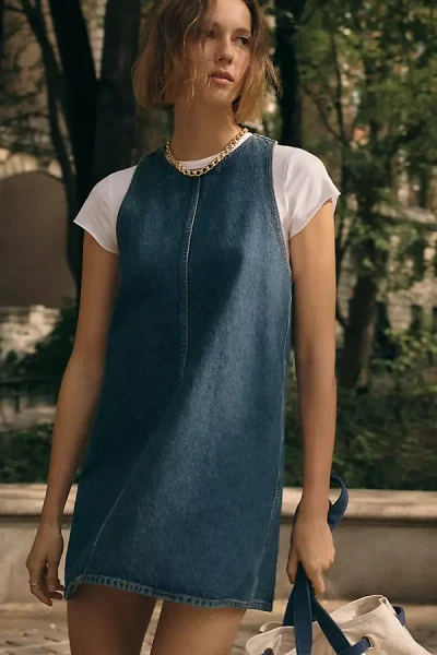 Agolde Harriet Cotton Denim Mini Dress In Blue