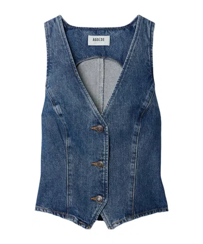 Agolde Heller Denim Vest In Blue