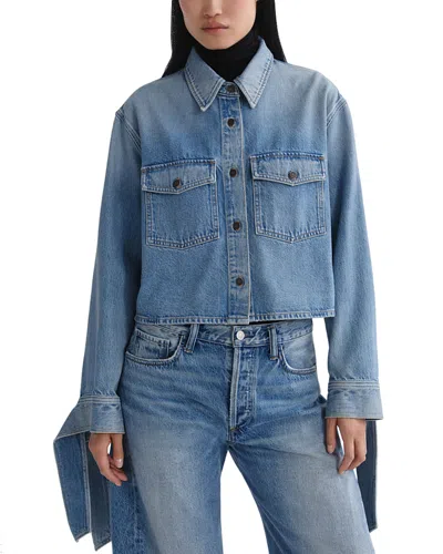 Agolde Hewitt Cropped Denim Shirt In Index