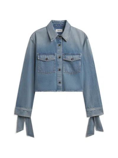 Agolde Hewitt Tie-cuff Denim Shirt In Blue