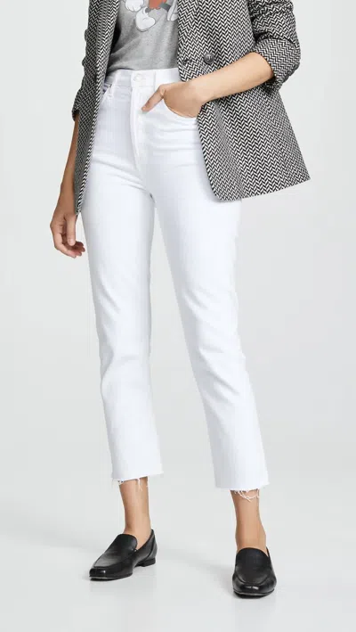 Agolde Hi Rise Straight Riley Crop Jeans In Blurred In White