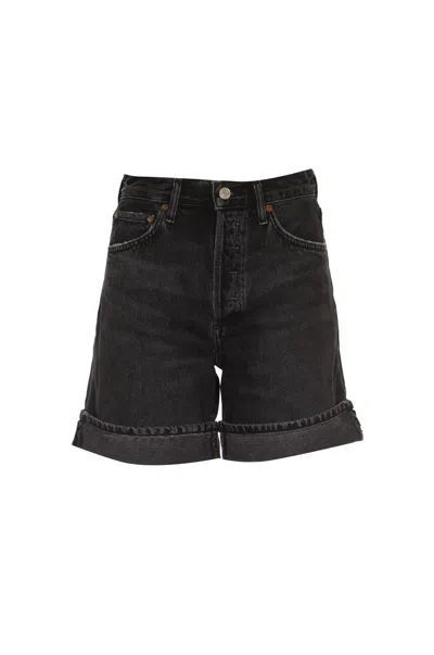 Agolde High Rise Baggy Cuff Short Dame Shorts In Vintage Black