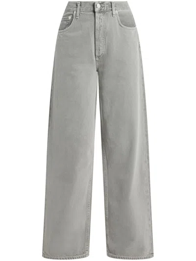 Agolde High-rise Cotton Jeans In Gray