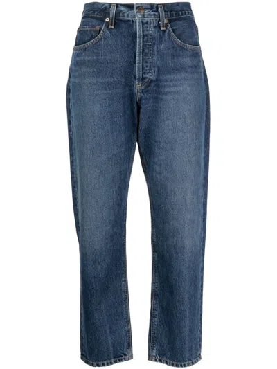 Agolde High-rise Cropped Jeans In Blue