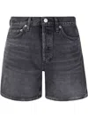 Agolde Dame High Waist Mid Length Relaxed Denim Shorts In Grey