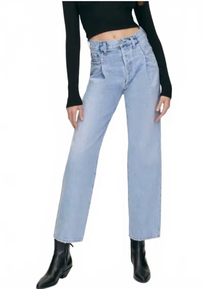 Agolde High Rise Fold Waistband Jeans In Blue