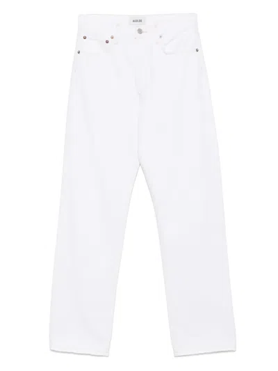 Agolde Dame High Rise Wide Leg Jeans In Fortune Cookie In White