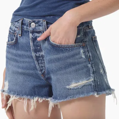 Agolde High-rise Parker Short In Dark Swapmeet In Blue