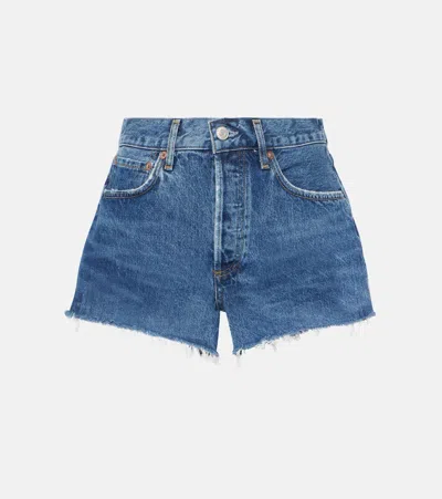 Agolde Dame High Waist Mid Length Relaxed Denim Shorts In Blue