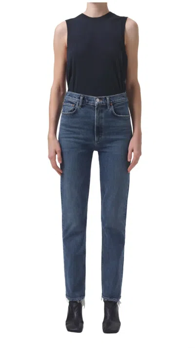 Agolde High Rise Stovepipe Jeans In Captivate In Blue