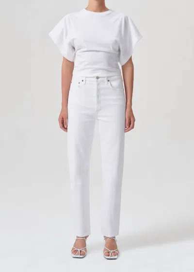 Agolde High Rise Stovepipe Denim Pants In Cake In White