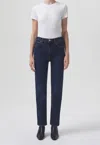 Agolde Riley Long High Rise Straight Jeans In Pose In Multi