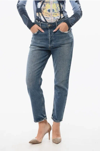 Agolde High-rise Straight Fit Riley Cropped Jeans 17cm In Blue