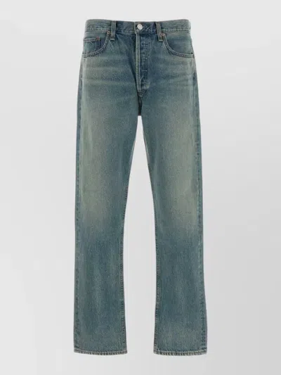Agolde High Rise Straight Leg Denim Jeans In Blue