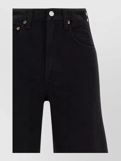 Agolde High Rise Wide Leg Denim Jeans In Black