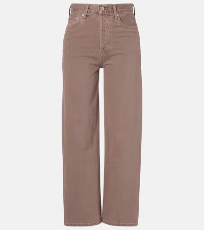 Agolde High-rise Wide-leg Jeans In Brown