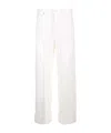 Agolde High Waist Cuffed Denim Trousers In White