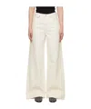 Agolde High Waist Cuffed Denim Trousers In White