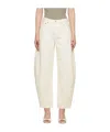 Agolde High Waist Cuffed Denim Trousers In White