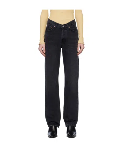 Agolde High Waist Denim Trousers In Black