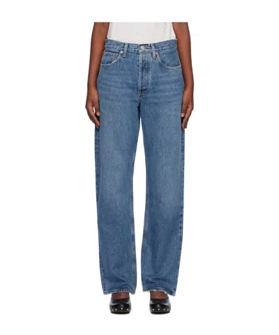 Agolde High Waist Denim Trousers In Blue