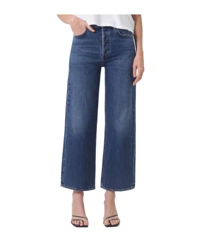 Agolde High Waist Denim Trousers In Blue
