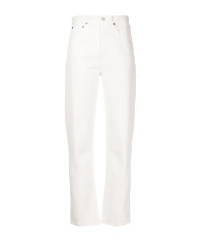 Agolde High Waist Denim Trousers In White