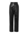 Agolde High Waist Straight Casual Pants In Black