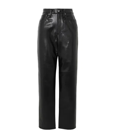 Agolde High Waist Straight Casual Pants In Black