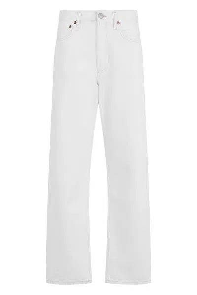 Agolde High Waist Straight Fit Denim Pants In White