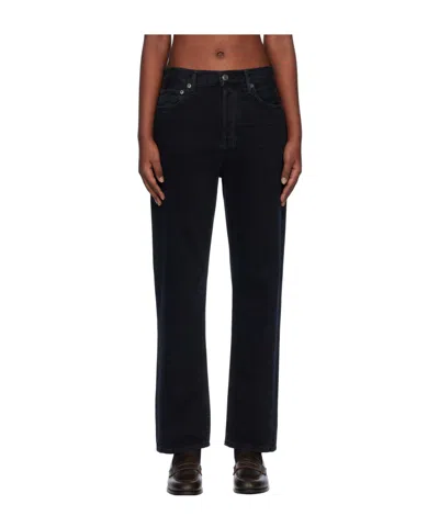 Agolde High Waist Straight Jeans In Black