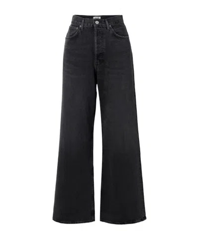 Agolde High Waist Straight Jeans In Black