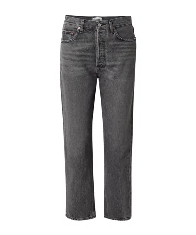 Agolde High Waist Straight Jeans In Black