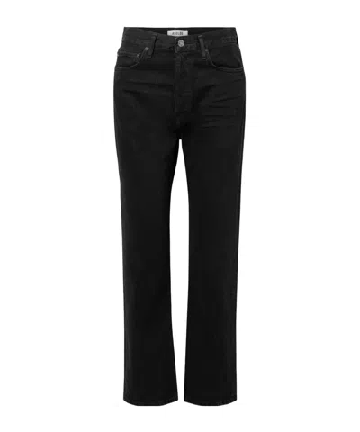 Agolde High Waist Straight Jeans In Black