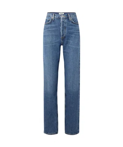 Agolde High Waist Straight Jeans In Blue
