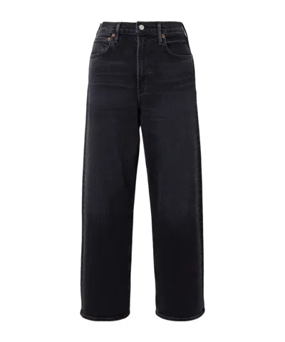 Agolde High-waist Wide-leg Denim Trousers In Black