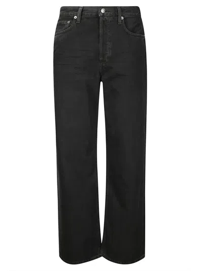 Agolde High-waisted Baggy Jeans With Button Closure In Black